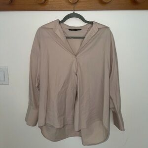Zara Womans Beige Button Down Size Small